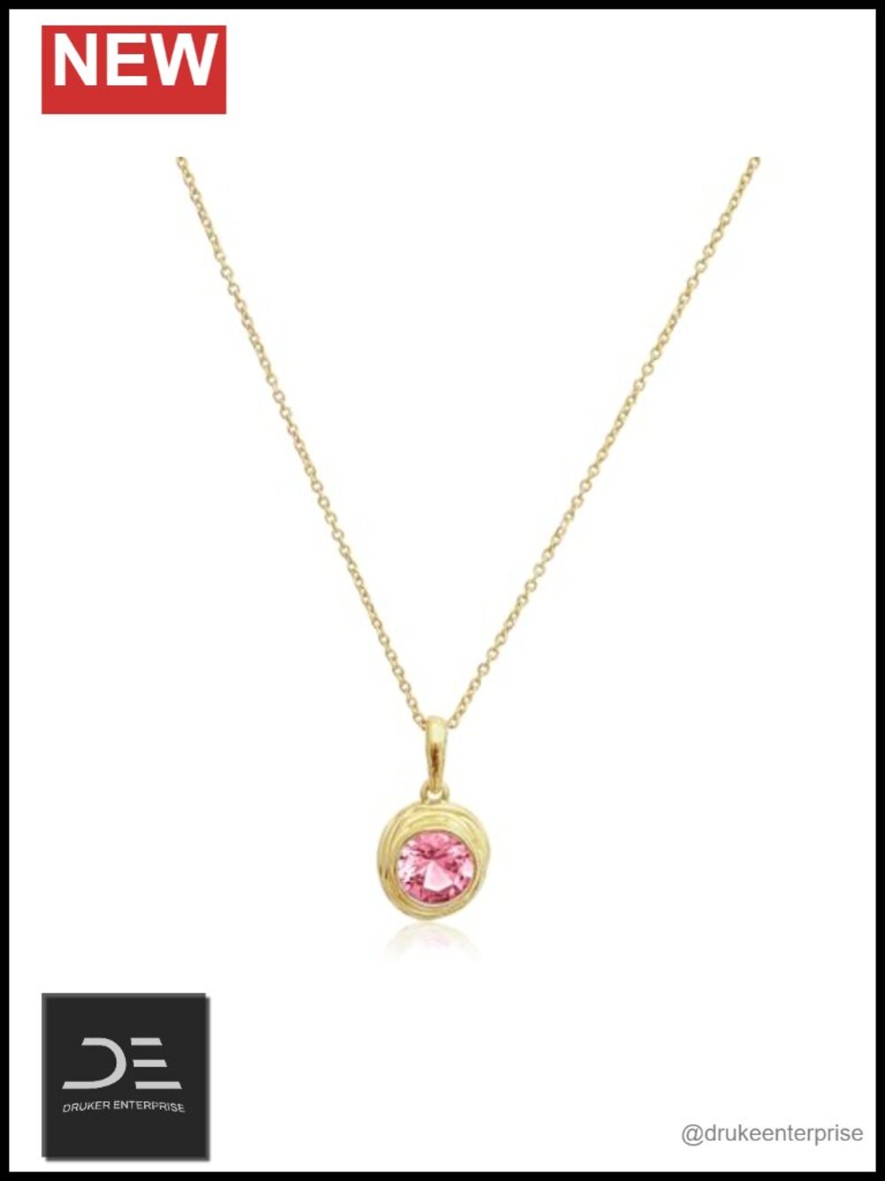 14K Gold Plated Sterling Silver CZ Pendant Necklace Vintage Hypoallergenic